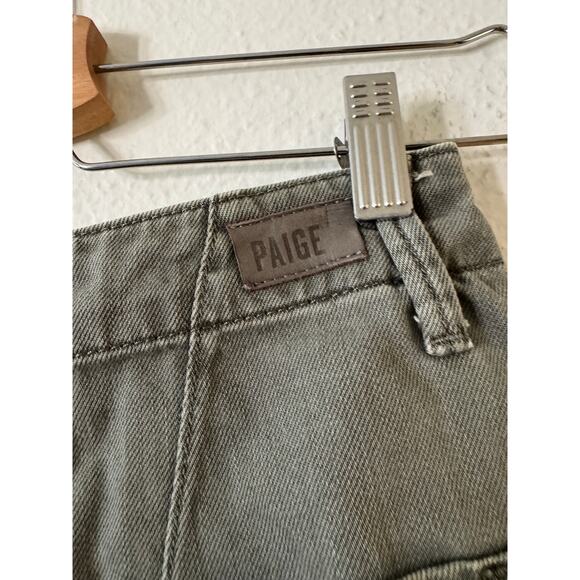 PAIGE Mayslie Twill Denim Mini Skirt 24 Vintage Ivy A-Line Belt Loops Pocket - Picture 6 of 10